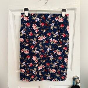 Philosophy Women’s Floral Jacquard Pencil Skirt in Navy Blue Pink Size 10 Career